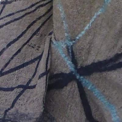 Cotton fleece silk Italian merino screen-printed scarf close-up