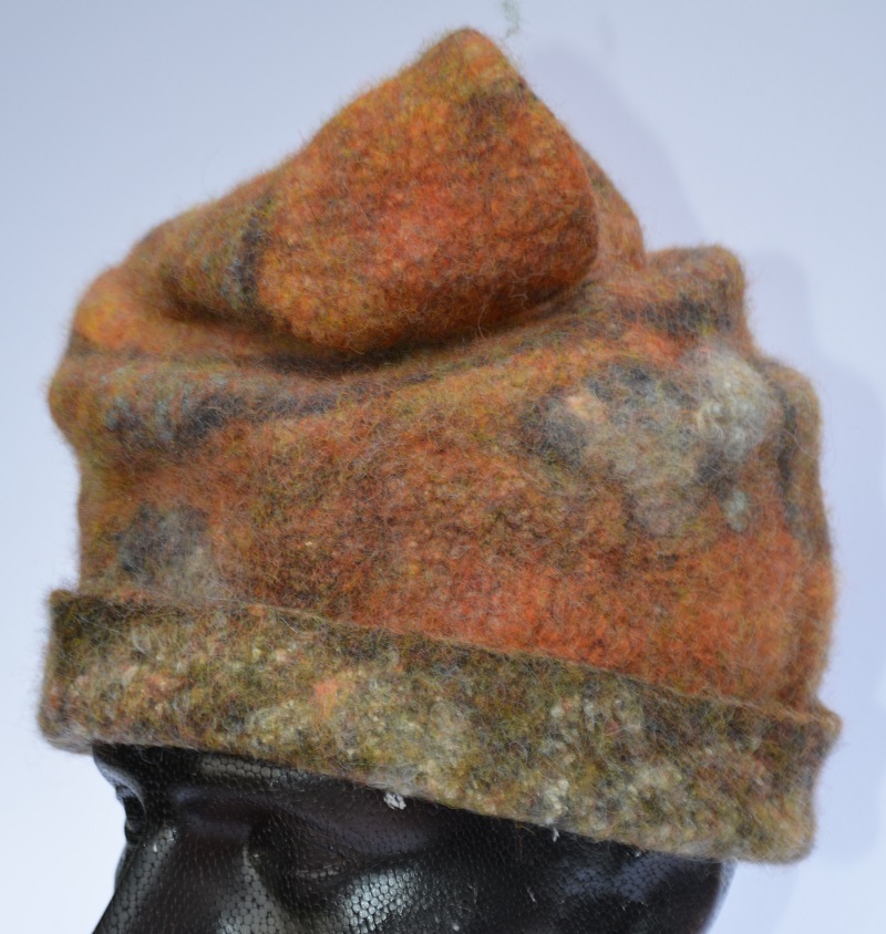 Rust-coloured felt hat by Pearl Taylor