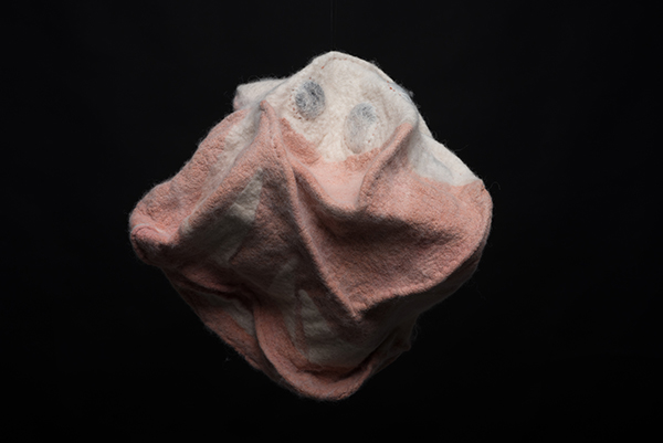 Felted pod with stitch by Pearl Taylor