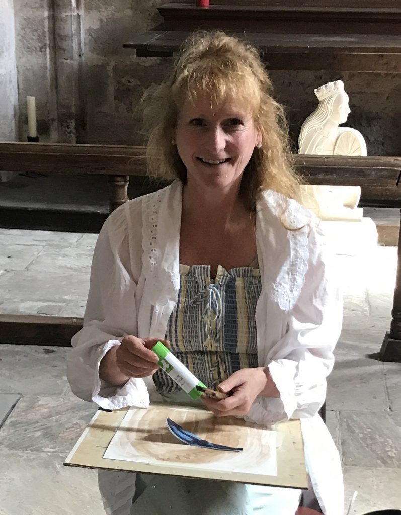 Pearl Taylor drawing in Dore Abbey