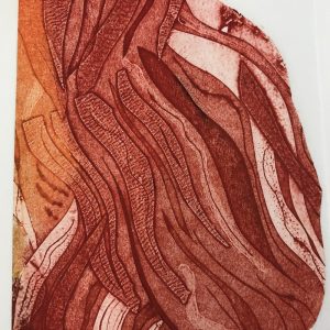 Rust-red Collograph